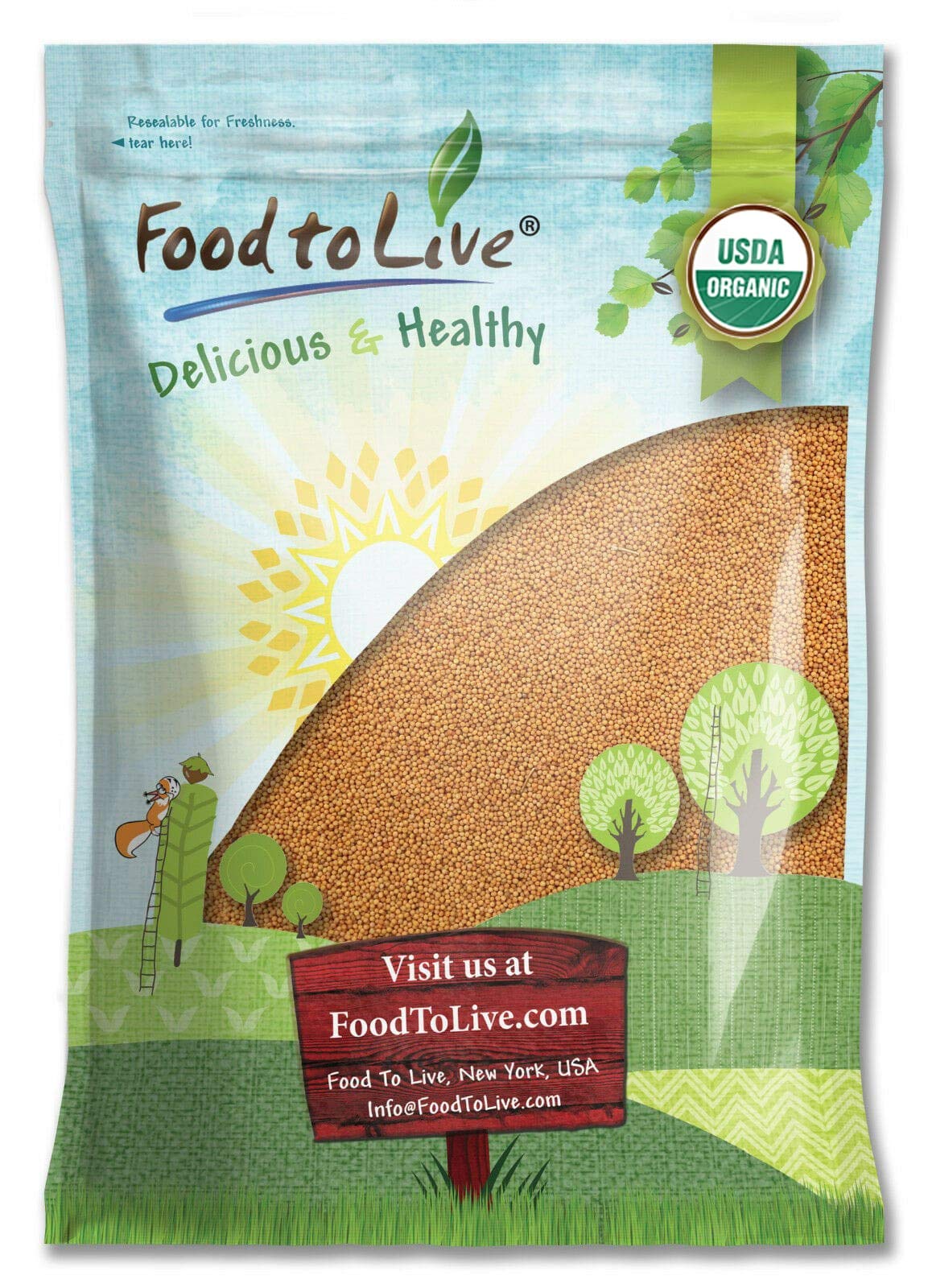 Food to Live Organic Yellow Mustard Seeds, 10 Pounds Non-GMO, Whole Dried Spice, Vegan, Kosher, Bulk, Pungent Flavor. High in Se