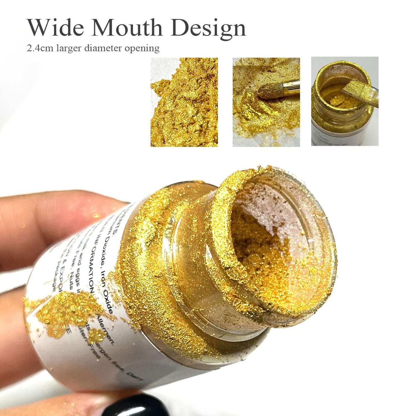 15G Edible Gold Luster Dust For Drinks Cake Decorating - Colaele Gold Shimmering Edible Glitter Dust For Chocolates, Metallic Fo