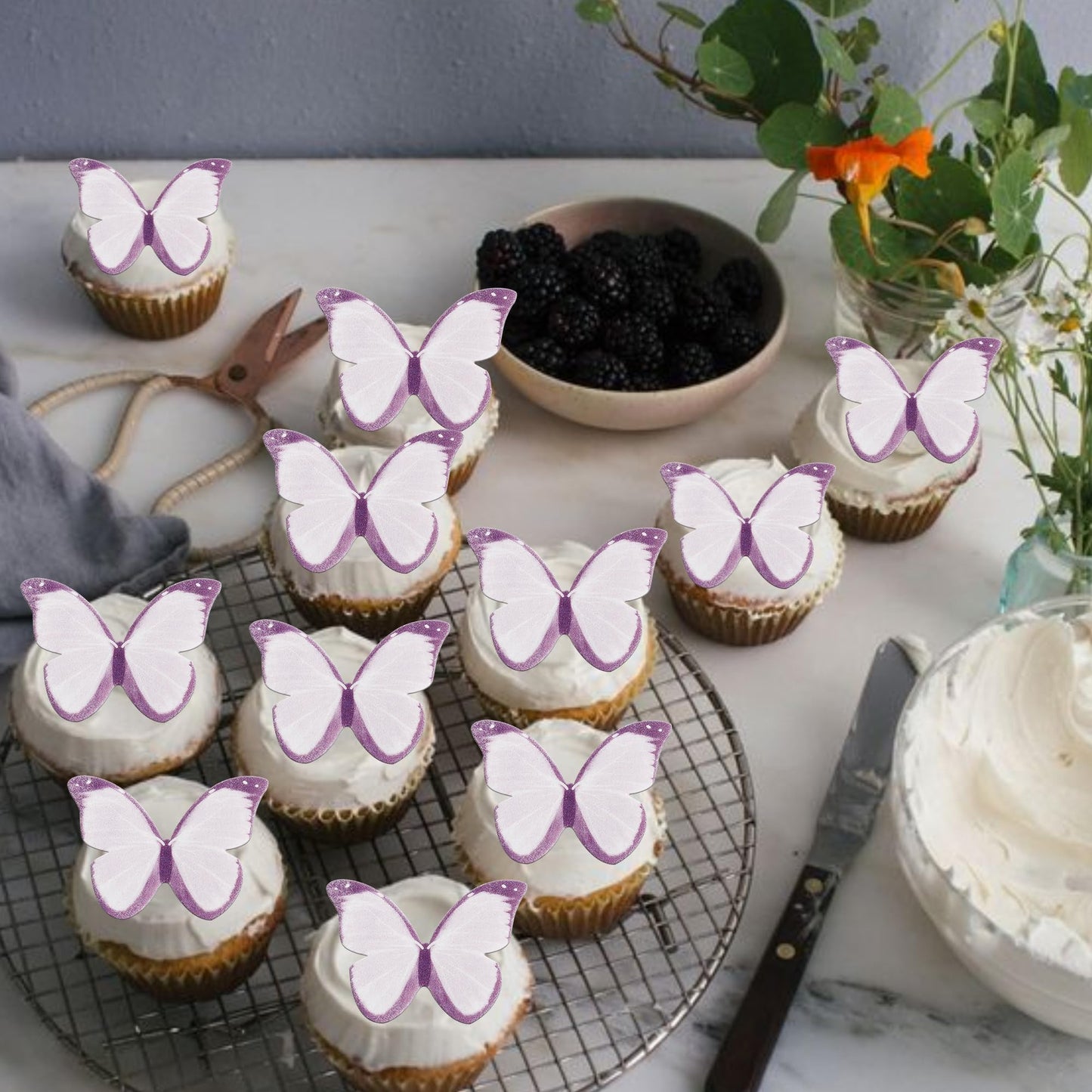 50 Pcs Edible Butterfly Cupcake Toppers Wafer Paper Butterfly Cake Decorations Edible Butterfly Party Cupcake Decorations For Ba