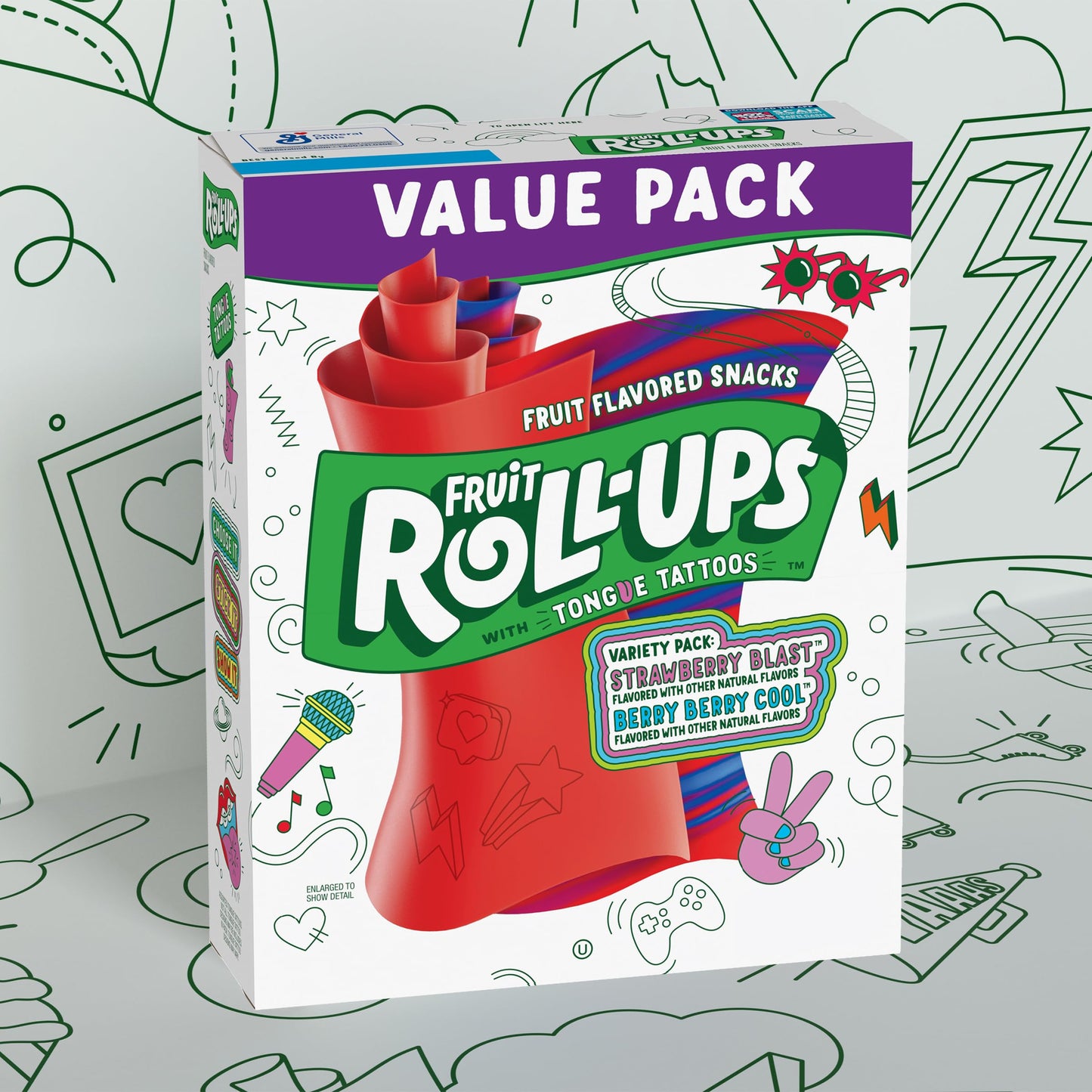 BETTY CROCKER FRUIT ROLL UPS VARIETY PACK ROLL FRUIT SNACK - 0016000127093, 0.5 Ounce (Pack of 20)