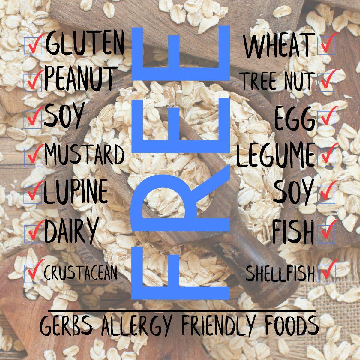 Gerbs Traditional Rolled Oats 4 Lbs. Premium Grade | Top 14 Food Allergy Free | Freshly Harvested In Resealable Bulk Bag | High In Fiber & Antioxidants, Control Overeating | Gluten Peanut Tree Nut Free