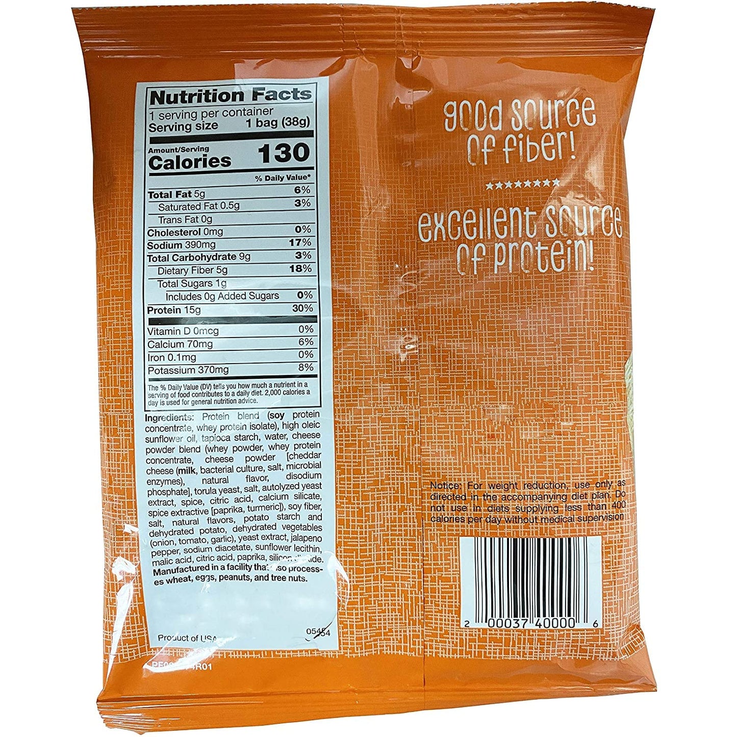 ProtiFit High Protein Proti Chips, 7 Bag Pack, Low Calorie, Low Carb, Gluten Free, Spicy Nacho Cheese