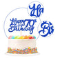 UNIMALL Cake Topper for 70th Birthday, Medium Size, Blue Glitter Paper Decorations