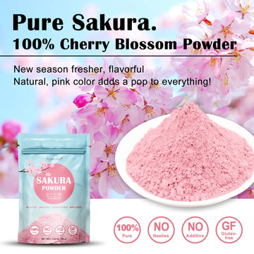 Orgnisulmte Sakura Powder 100% Japanese Cherry Blossom, Sakura Latte Gluten-Free, Keto Friendly, Made In Japan 5.3 Oz (150G)