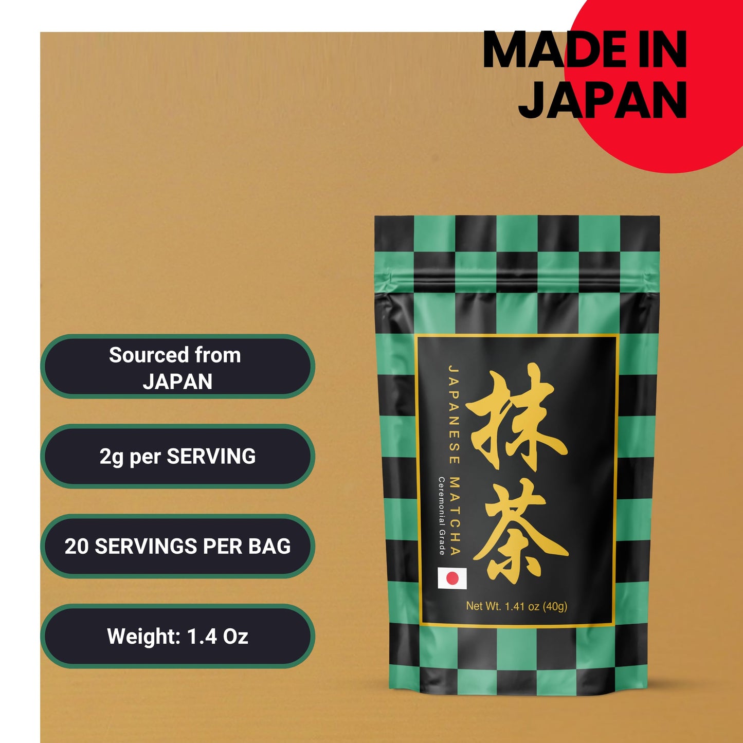Matcharl TARO Blend - 40g Ceremonial Japanese Matcha Powder | Starter & Refill Pouch | Stone-Milled | First Harvest | 33% More Than 30g