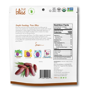 Fruit Bliss Organic Fruit Bliss Deglet Nour Pitted Dates - Soft & Juicy Organic, Dried & Pitted Deglet Nour Dates - Organic Frui