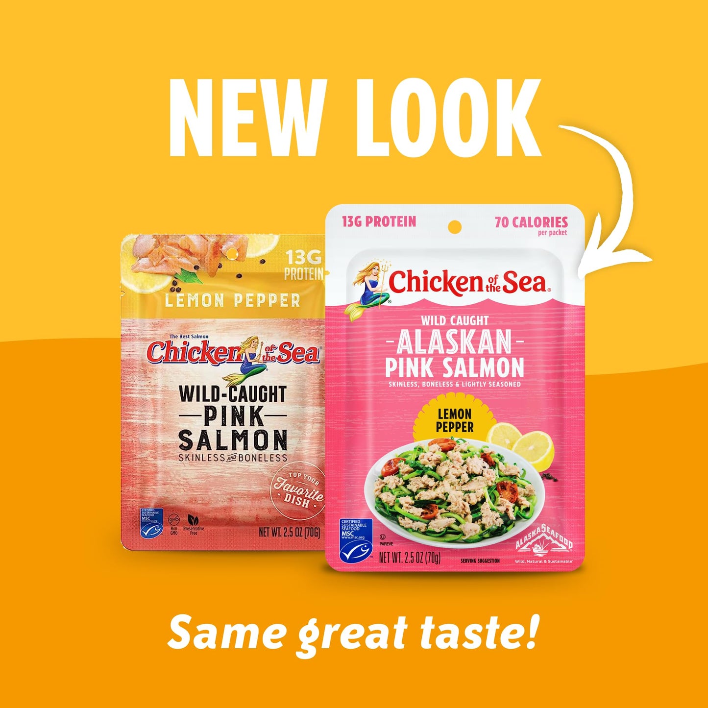 Chicken Of The Sea Alaskan Pink Salmon, 2.5 Ounce Packets (Box Of 12), Wild Caught Salmon, Lemon Pepper
