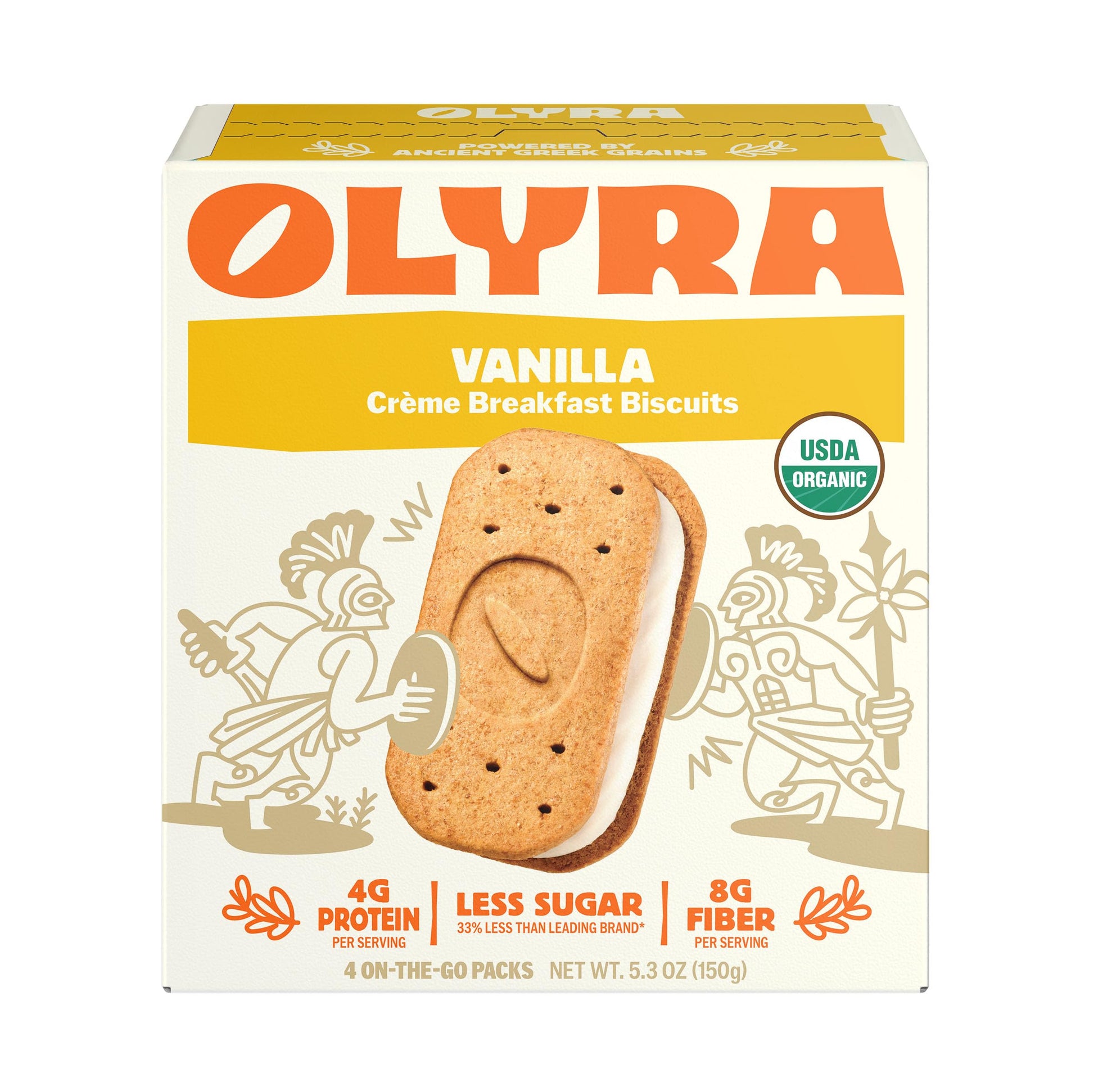 Olyra Creme Breakfast Biscuits - Vanilla - Healthy Snacks for Kids and mature-themeds  Low Sugar  High Fiber  Vegan Organic Cookies - Pack of 4