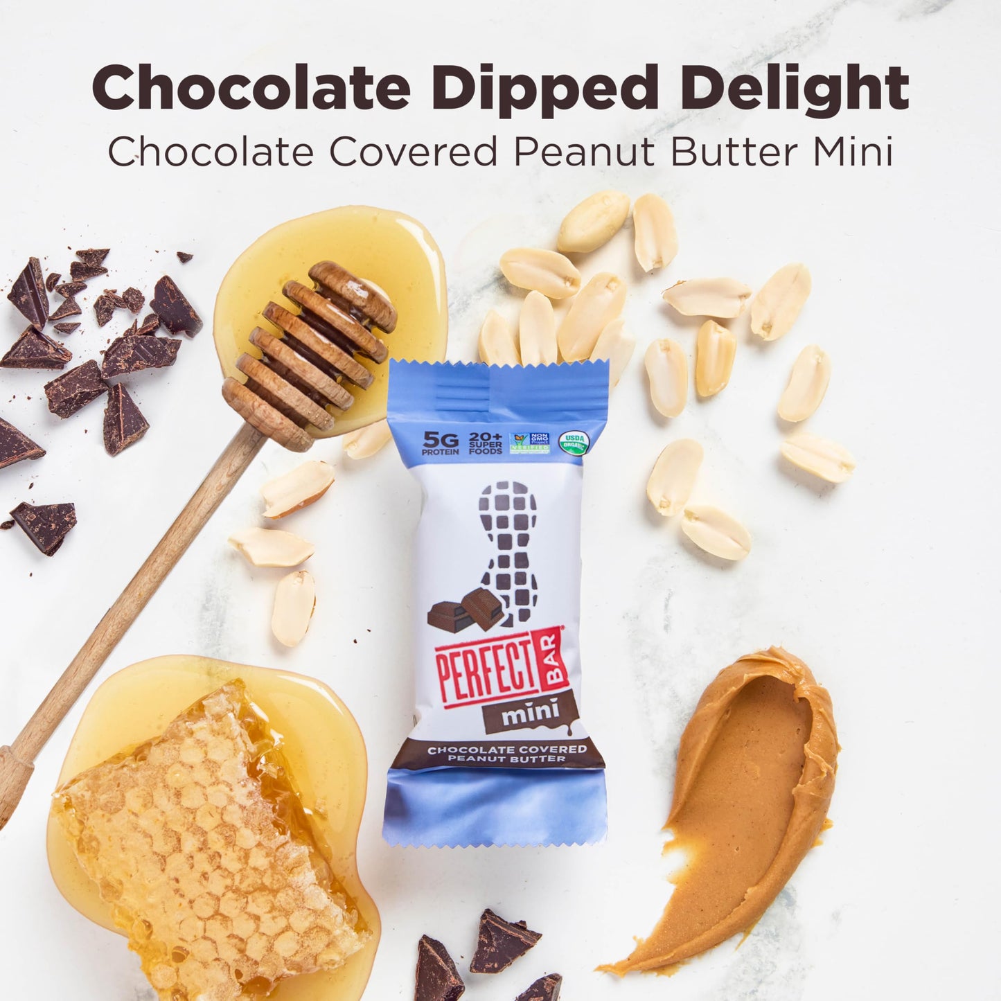 Perfect Bar Mini, Chocolate Covered Peanut Butter Protein Bar, Protein Snack, Snack Bar, Organic, Gluten Free, Soy Free, Non Gmo