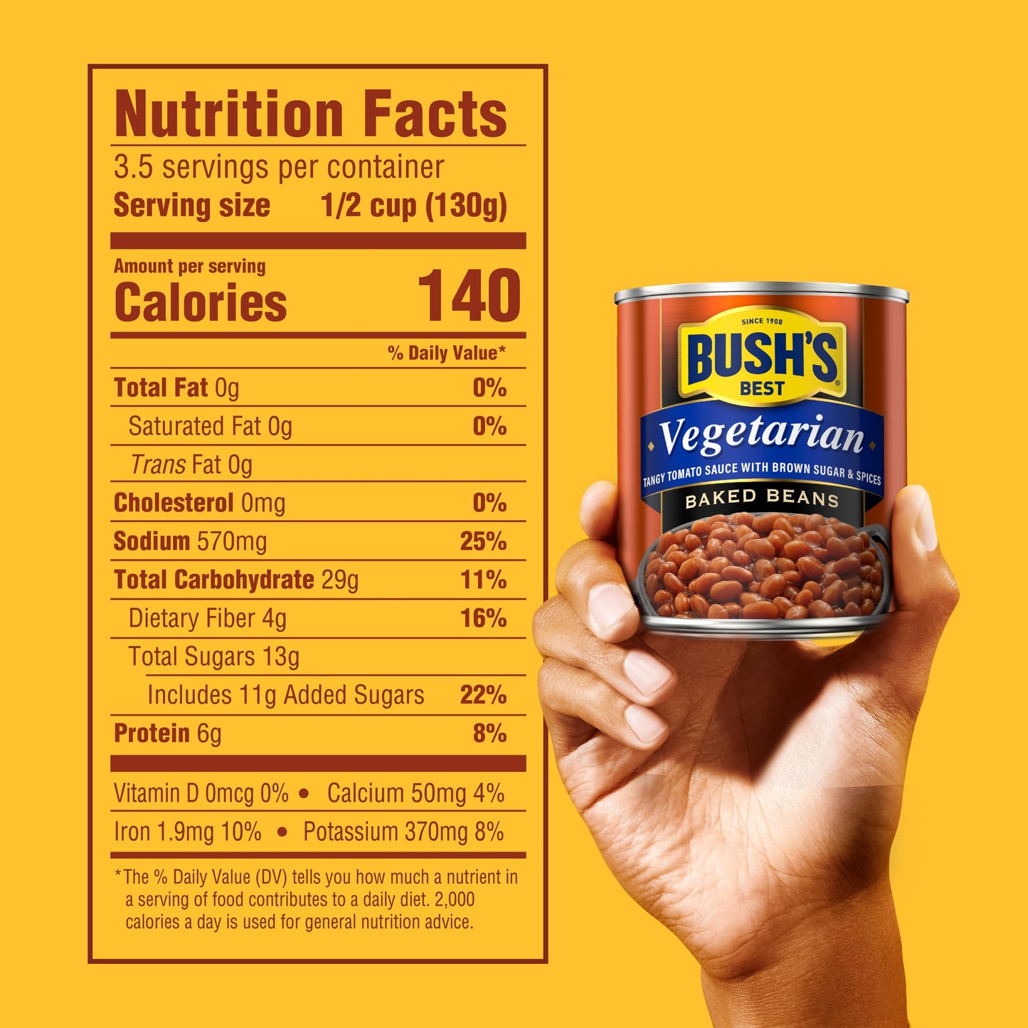 BUSH S BEST 16 oz Canned Vegetarian Baked Beans, Source of Plant Based Protein and Fiber, Low Fat, Gluten Free, (Pack of 12)