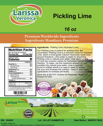 Larissa Veronica Pickling Lime - 2 Pack, 16 oz Each, 1 Pound Total