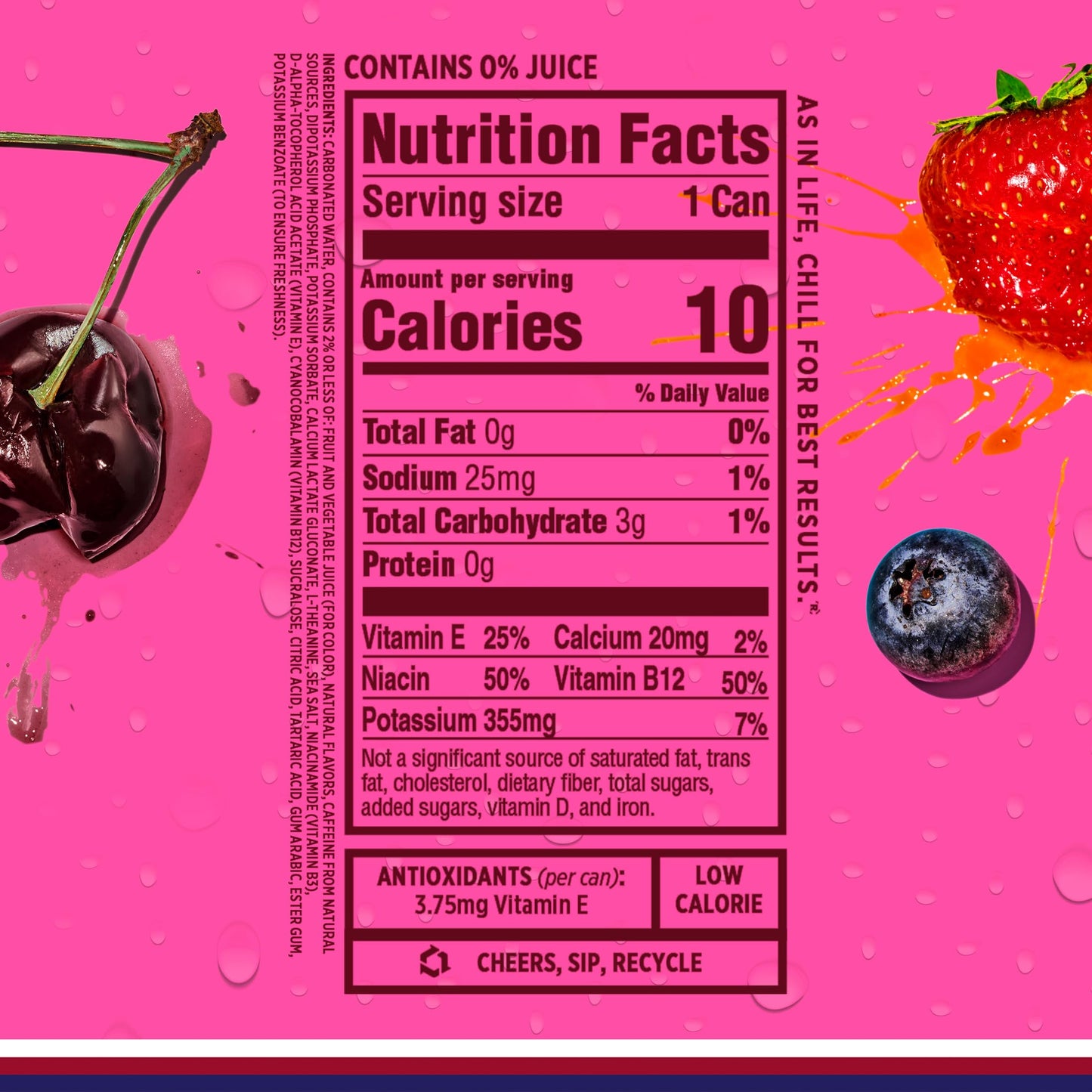 Sparkling Ice Energy Berry Blast - 12 Pack Energy Drinks with Vitamins, Antioxidants, Zero Sugar - 12 fl oz Cans
