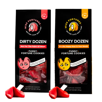 Miss Fortunes, Funny Fortune Cookies, The Two-Pack Shakur (Multi-pack of 2 Dozen Cookies) (Dirty Dozen + Boozy Dozen), 24.0 Coun