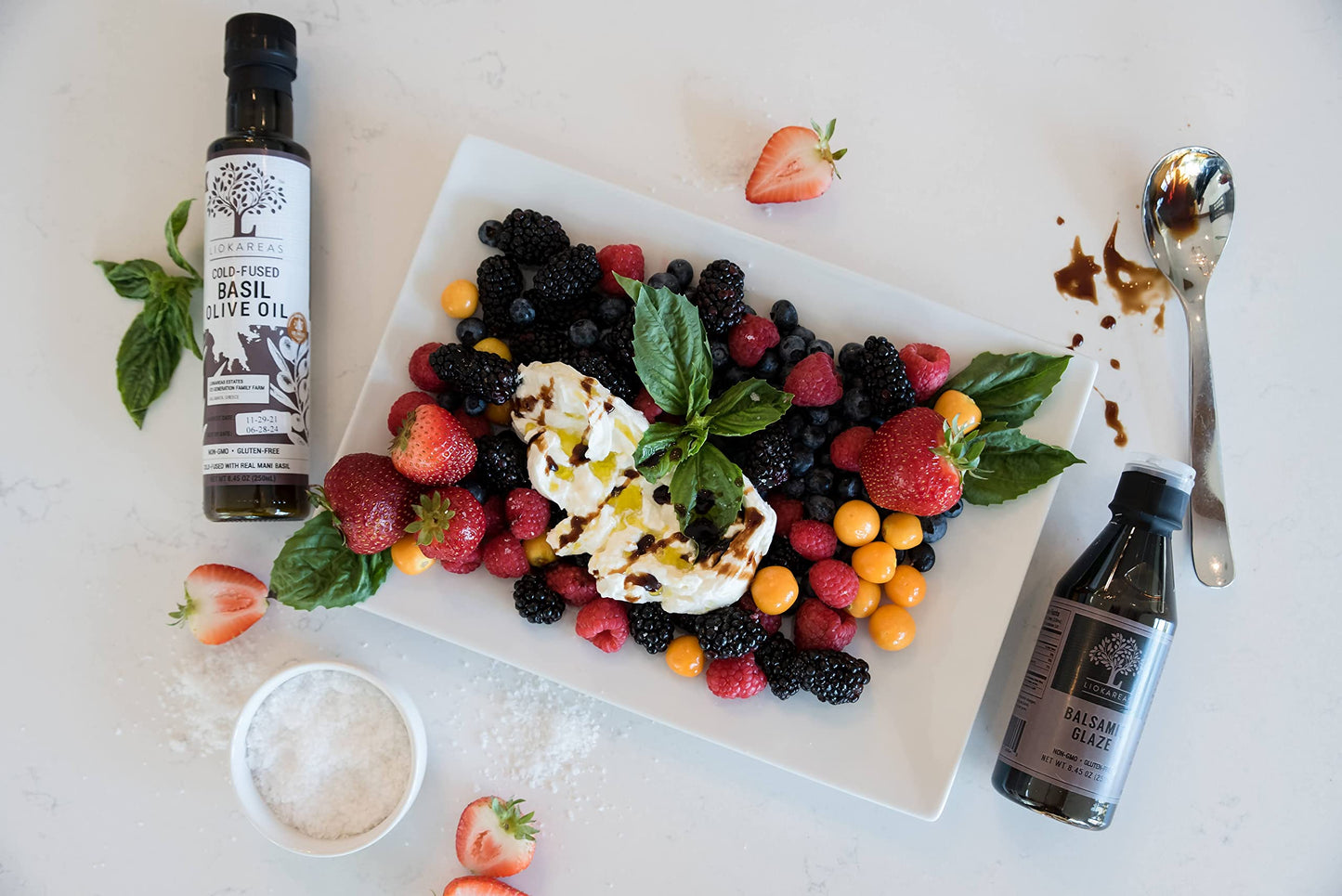 Liokareas Basil Extra Virgin Olive Oil, Cold Pressed, 8.45oz, Greek, Single Sourced, 2020 Global Award Winner
