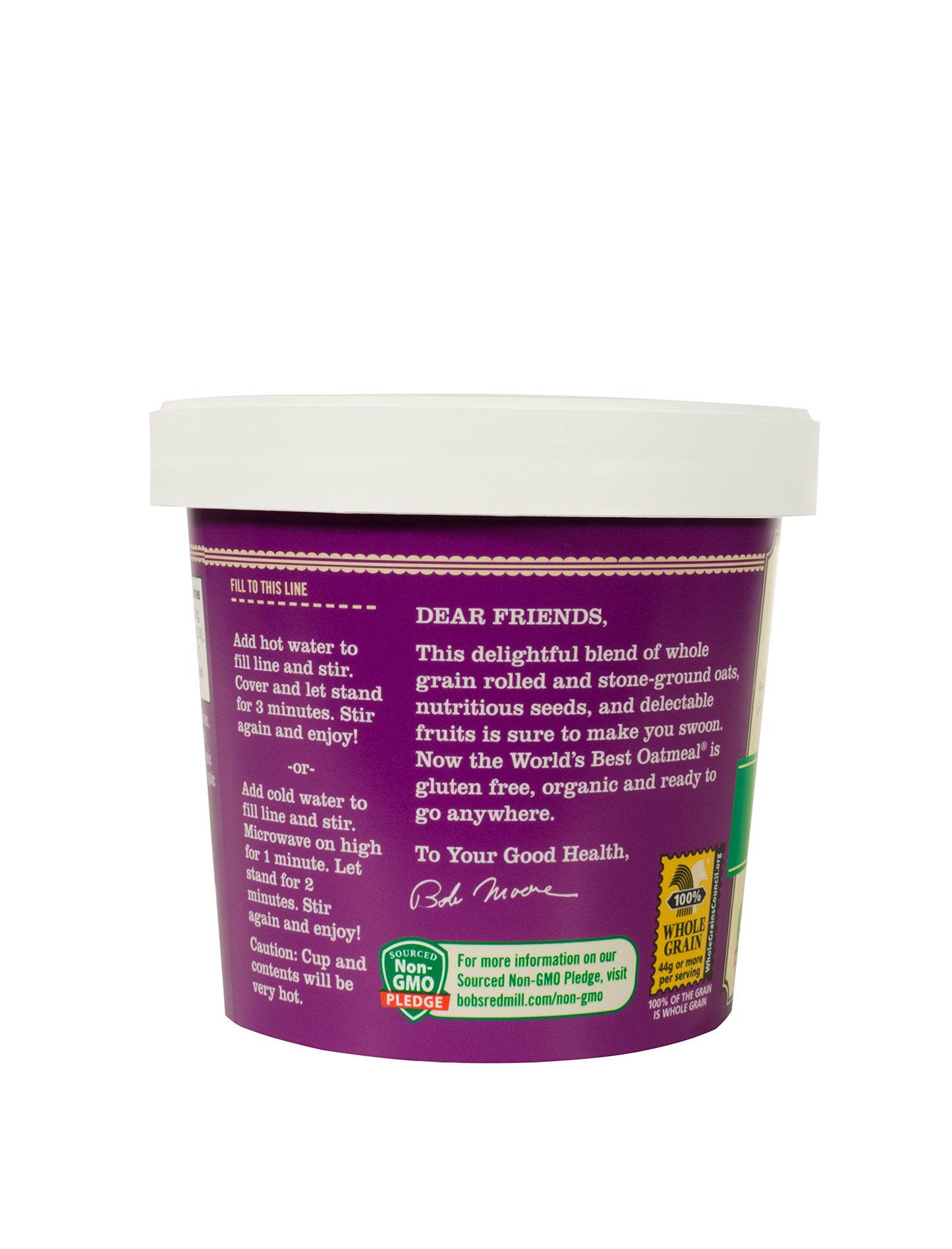 Bob's Red Mill Organic Gluten Free Oatmeal Cup, Fruit & Seed, 2.47 Ounce (Pack of 12), Non-GMO, Whole Grain, Kosher