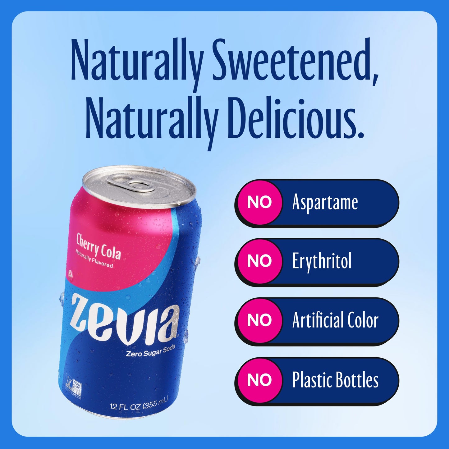 Zevia Zero Sugar, Cherry Cola Soda, 12 Fl Oz Cans (Pack of 24)