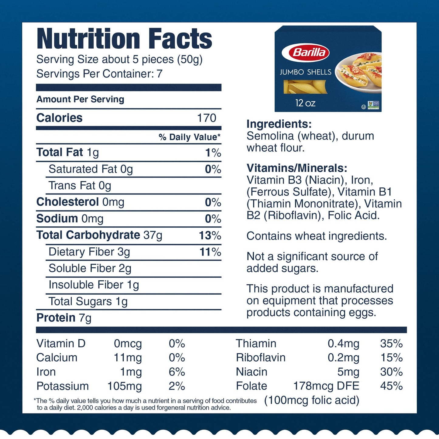 Barilla Jumbo Shells Pasta, 16 Oz. Box (Pack Of 12) - Non-Gmo Pasta Made With Durum Wheat Semolina - Kosher Certified Pasta