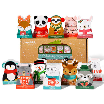 Thoughtfully Gourmet, Hot Chocolate Gift Set In Holiday Character Packaging, Flavors Include Rocky Road, Cookies Butter, Pumpkin