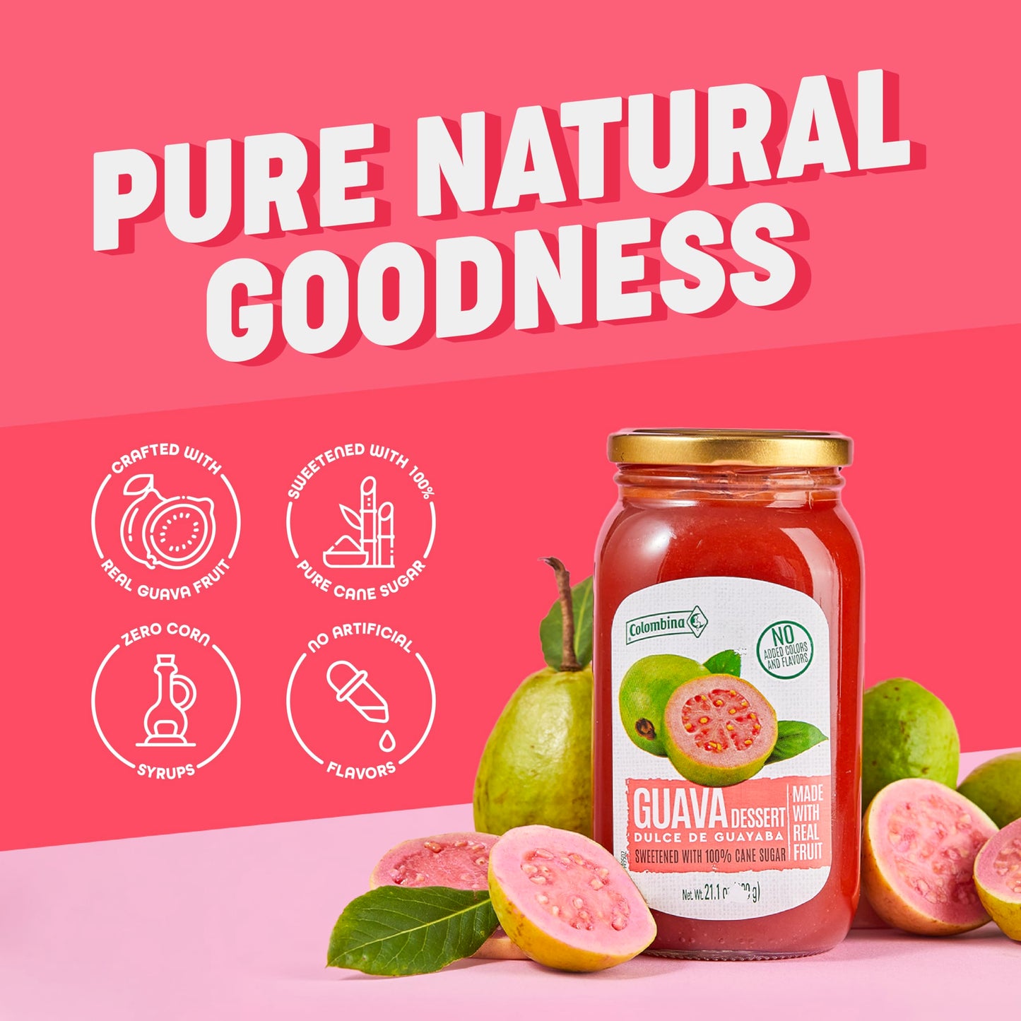 Colombina Guava Dessert Fruit Spread, Exotic Tropical Guava Jelly And Guava Paste Made From Real Fruit, 21.1Oz (1 Jar)