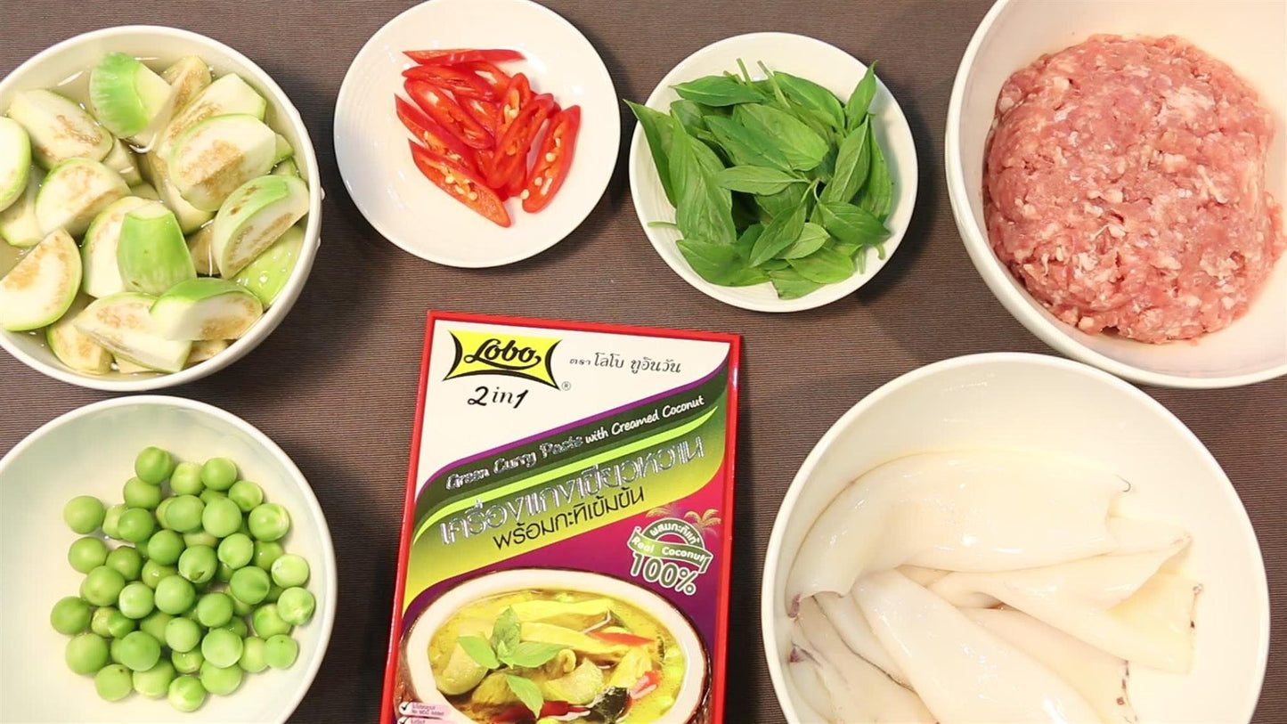 Lobo 2In1 Green Curry Paste With Creamed Coconut (Pack Of 4)