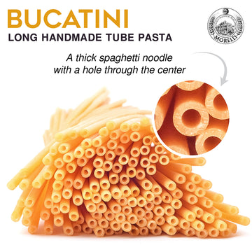 Morelli Bucatini Pasta Noodles - Premium Organic Italian Pasta From Italy - Handcrafted, Family Owned Gourmet Pasta Brand - Duru
