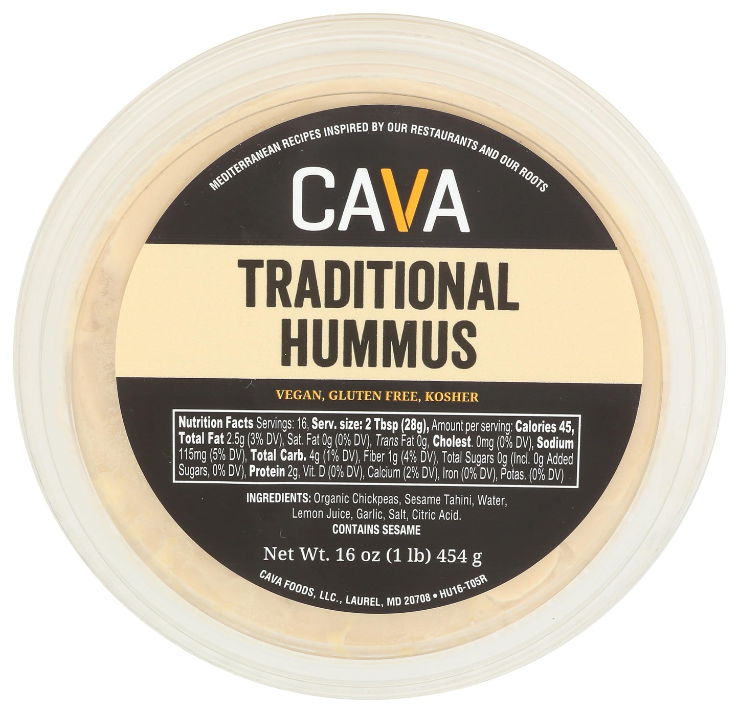 CAVA Traditional Hummus, 16 OZ