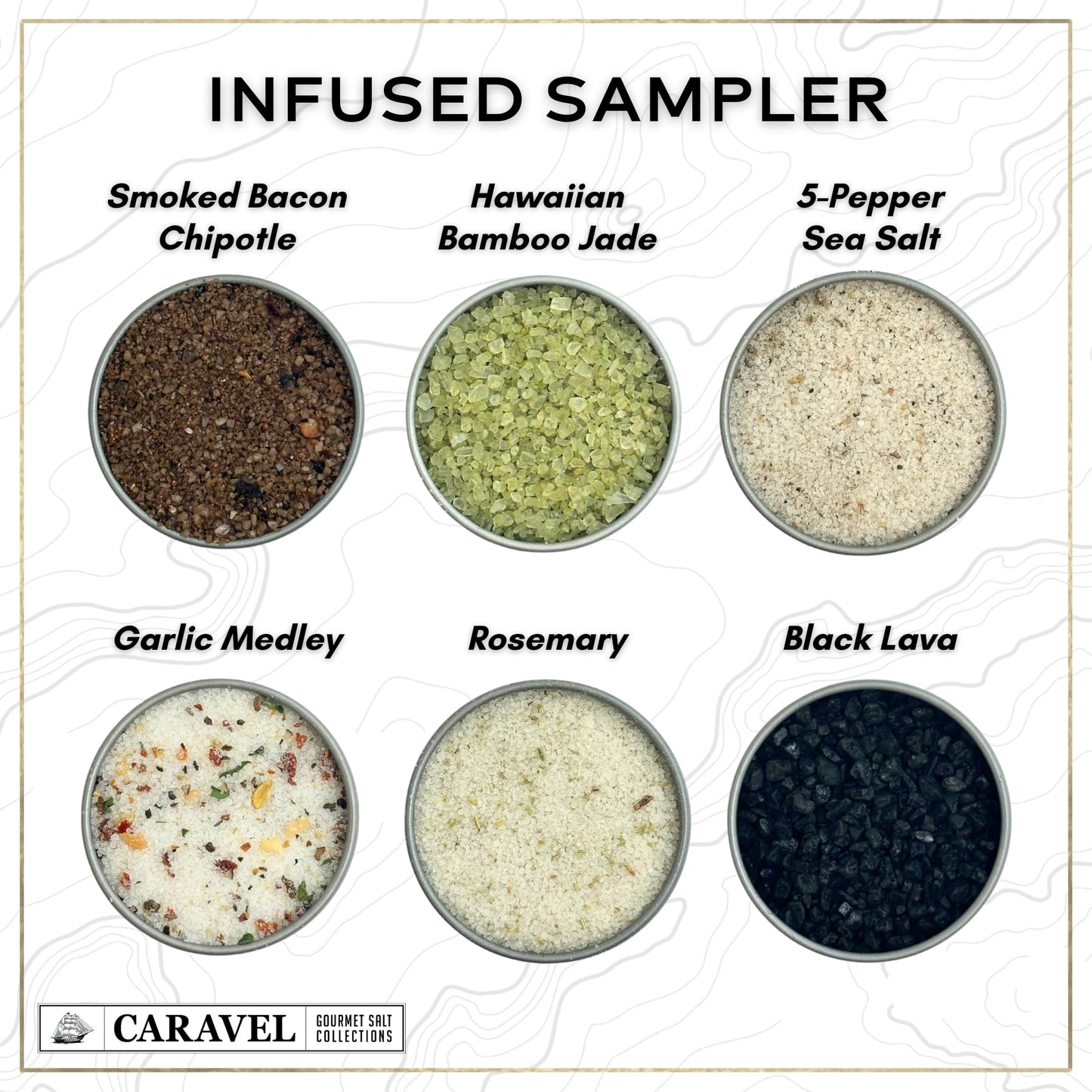 Caravel Gourmet Sea Salt Gift Set 4-Pack - Infused, Smoked, Spicy - 23 Flavors - 3 Ounce Tins - Great Gifts for Everyone