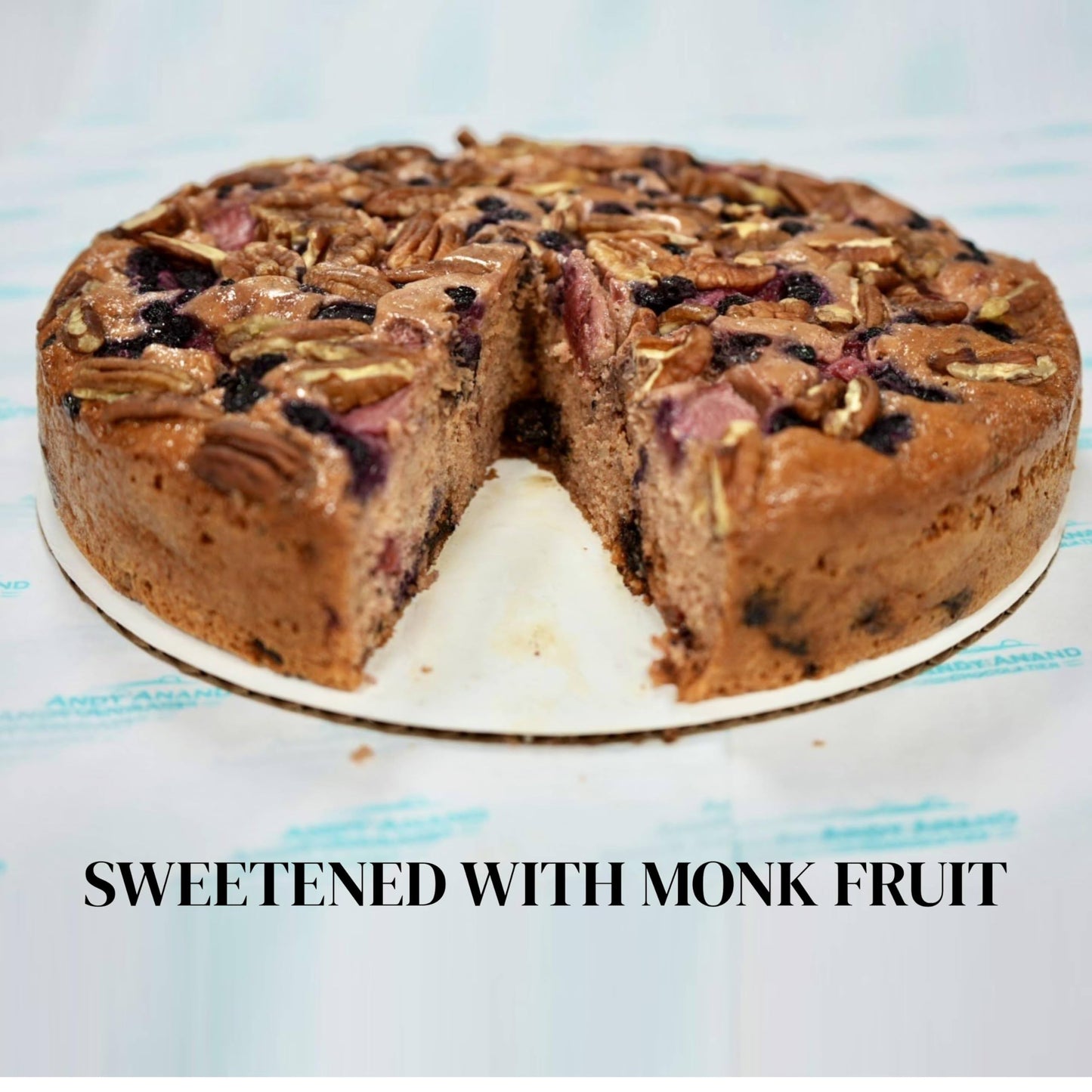 Andy Anand Sugar-Free Gourmet Fruit Cake With Berries, Pecans & Walnuts, Sweetened With Monk Fruit, Moist & Rich, Handmade In Ca