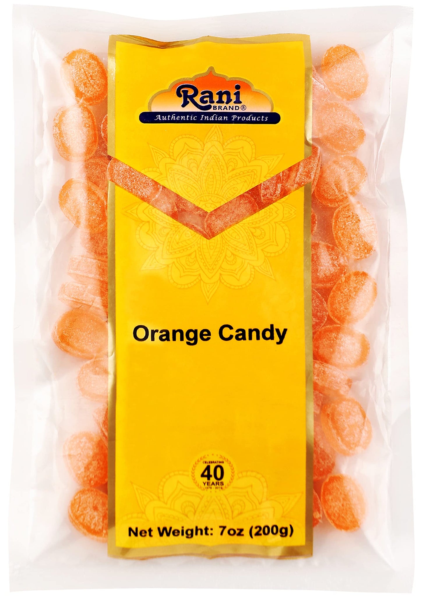 Rani Orange Candy - Vegan, Gluten Friendly, NON-GMO, 7oz (200g) - Authentic Indian Treats