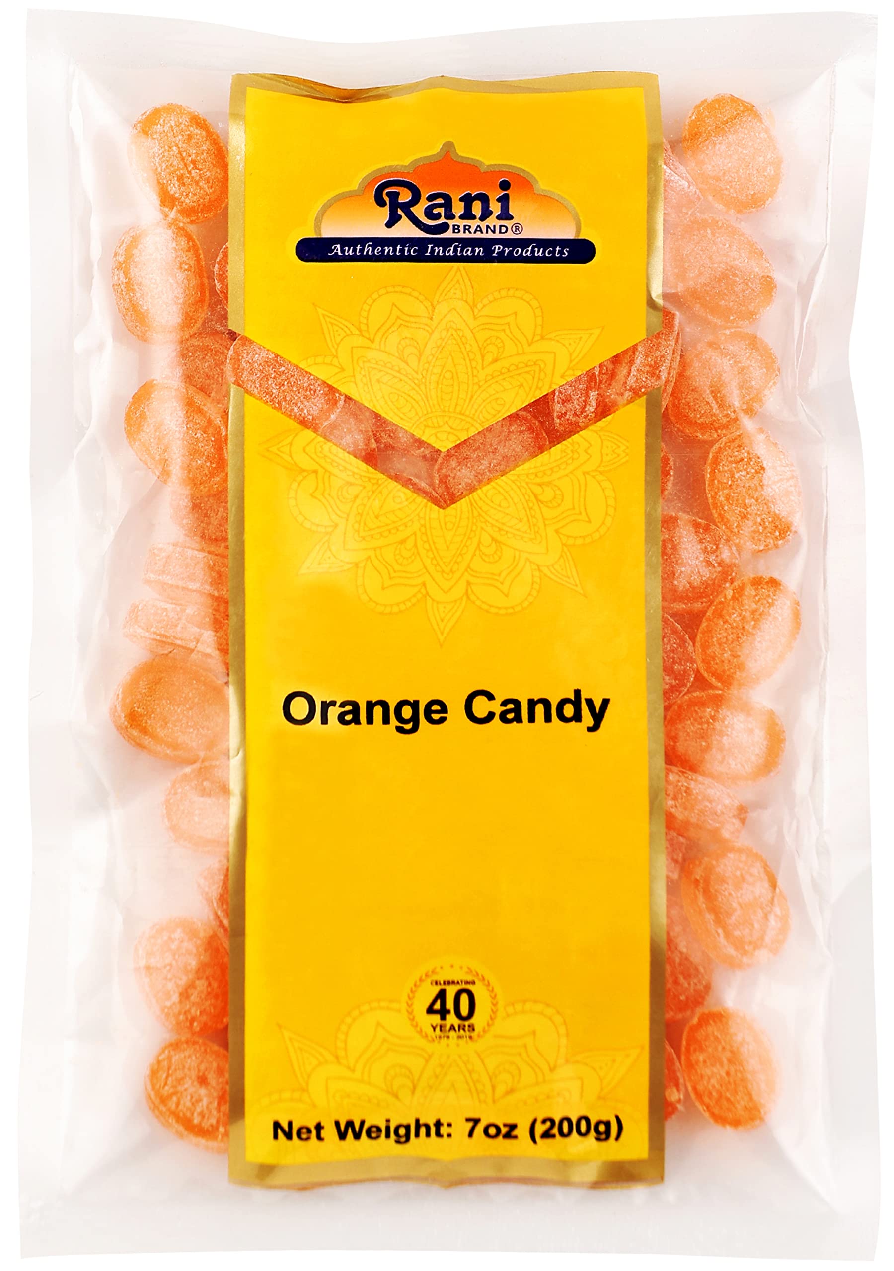 Rani Orange Candy - Vegan, Gluten Friendly, NON-GMO, 7oz (200g) - Authentic Indian Treats