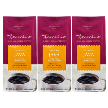 Teeccino Java Chicory Coffee Alternative, Medium Roast, Caffeine Free, 11 Ounce (Pack of 3)