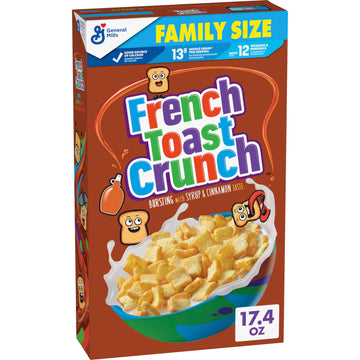 French Toast Crunch Sweetened Breakfast Cereal, 17.4 Oz Family Size Cereal Box