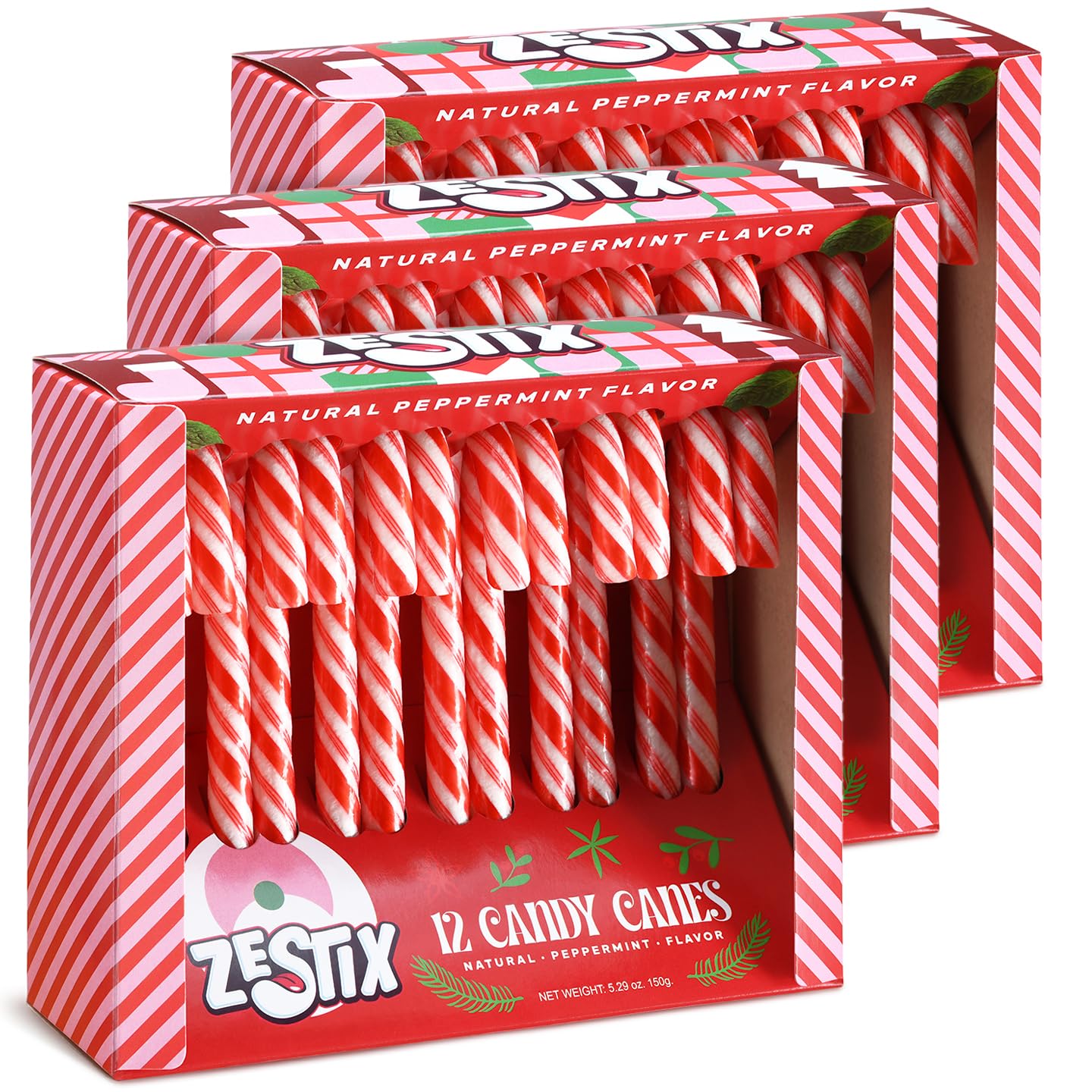 Christmas Candy Canes - Classic Red & White Peppermint Flavor  3 Pack (36 Count) | Individually Wrapped Holiday  for Kids & mature-themeds  Perfect for Stocking Stuffers & Gift Bags