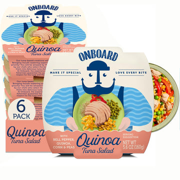 Onboard Ready To Eat Quinoa Tuna Salad - Tuna Snacks With Quinoa  Peppers  Corn & Peas - High-Protein Mediterranean Salad (5.64 Oz  Pack Of 6)