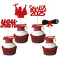 Gyufise 24Pcs Red Glitter Senior of 2025 Graduation Cupcake Toppers You Did It Congrats Grad 2025 Diploma Cap Cupcake Picks Clas