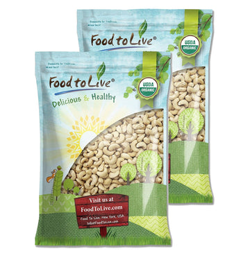 Food to Live Organic Cashews, 18 Pounds - Whole, Unsalted, Non-GMO, Kosher, Raw, Vegan, Bulk