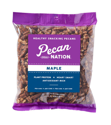 Pecan Nation Maple Flavored Roasted Sweet Pecan Pieces, 16 oz, Non-GMO, Healthy Snack, 2 Pack, Brown