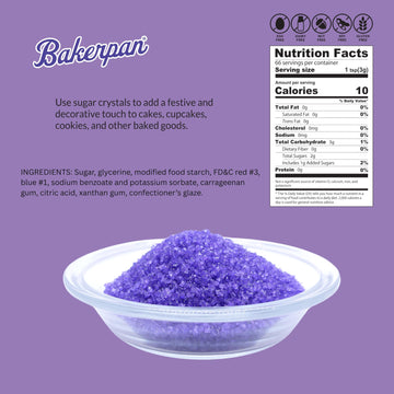 Bakerpan Sugar Sprinkles For Baking - 7 Ounce Lavender Decorating Sugar Crystals For Cookies, Cake Pops, Ice Cream (Made In Usa)