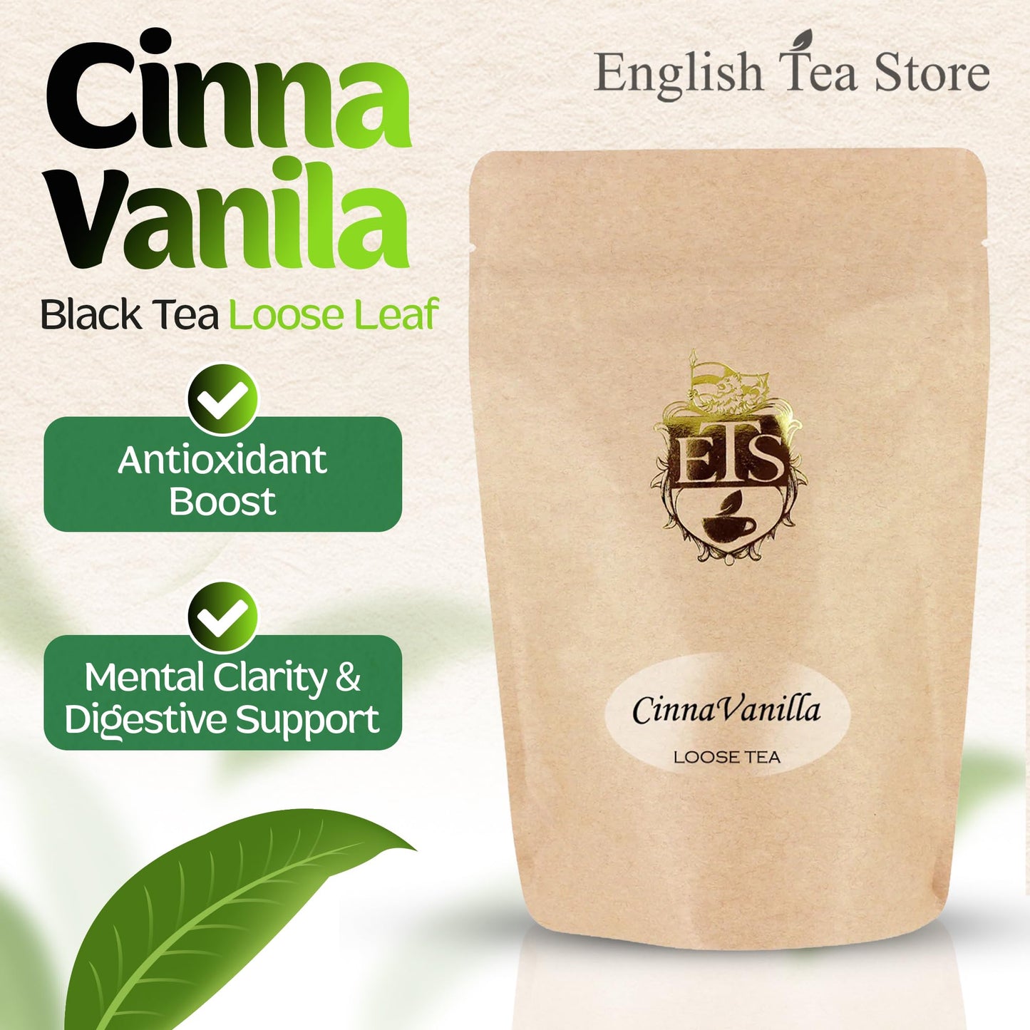 English Tea Store Loose Leaf Black Tea, Cinna-Vanilla Flavor, 4 Ounce
