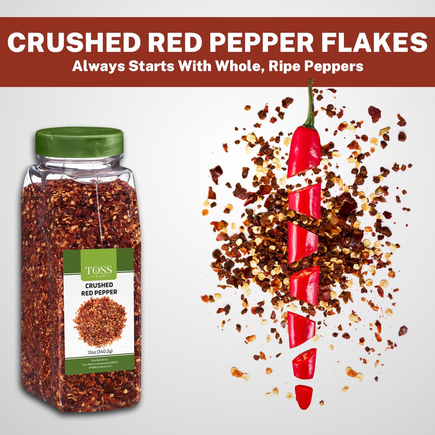 Crushed Red Pepper Flakes, Red Chili Flakes Bulk Spice 24 Oz (12 Oz Container Pack Of 2), Hot Pepper Flakes For Pizza Seasoning,