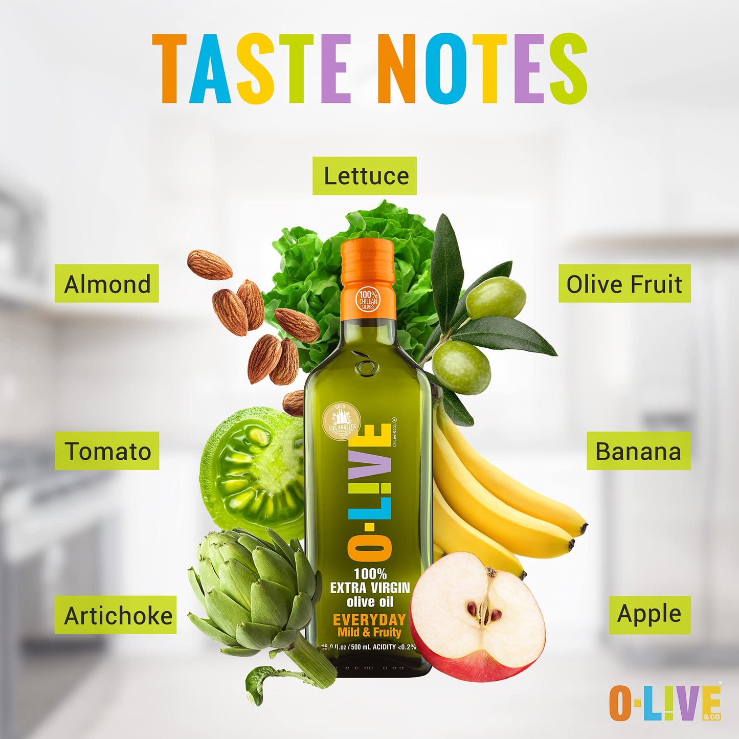 O-Live & Co. Extra Virgin Olive Oil - First Cold-Pressed, Mild & Fruity - 25 Fl Oz (Pack of 1) - NON-GMO, Kosher, Gluten Free