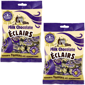 Walkers Nonsuch Milk Chocolate Eclairs 5.29 Oz (Pack Of 2) - Traditional British Chewy Butter Toffee Candy, Classic English Creamy Toffee Sweets, Imported Uk Chocolates Gourmet Gift