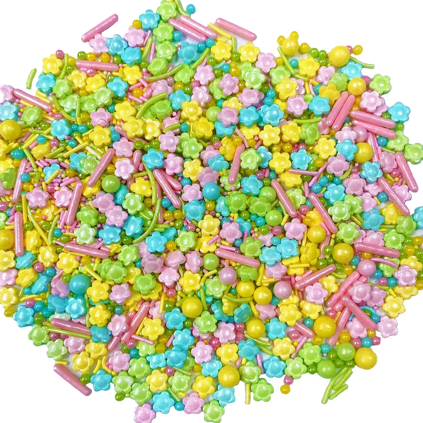 Sentovac Flowers Sprinkles Edible Spring Sprinkles Pink Yellow Blue Green Mix For Cake Decorating Candy Cupcake Cake Topper Cook