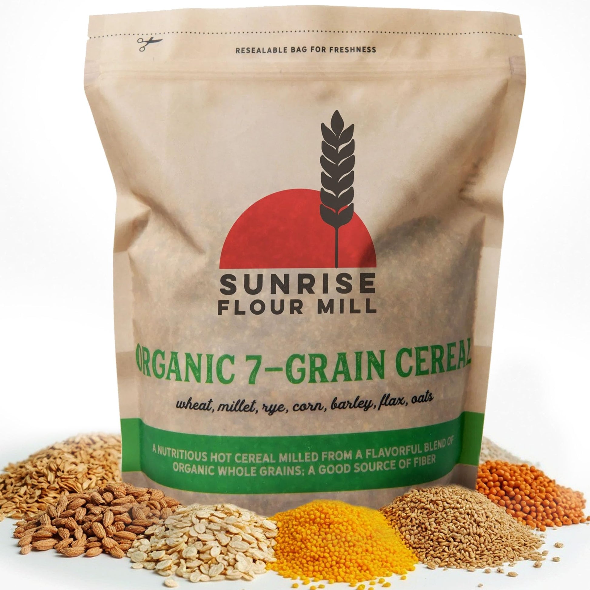 Sunrise Flour Mill Organic 7-Grain Hot Cereal Mix, 48 oz, Sugar Free, High Fiber, 5g Protein