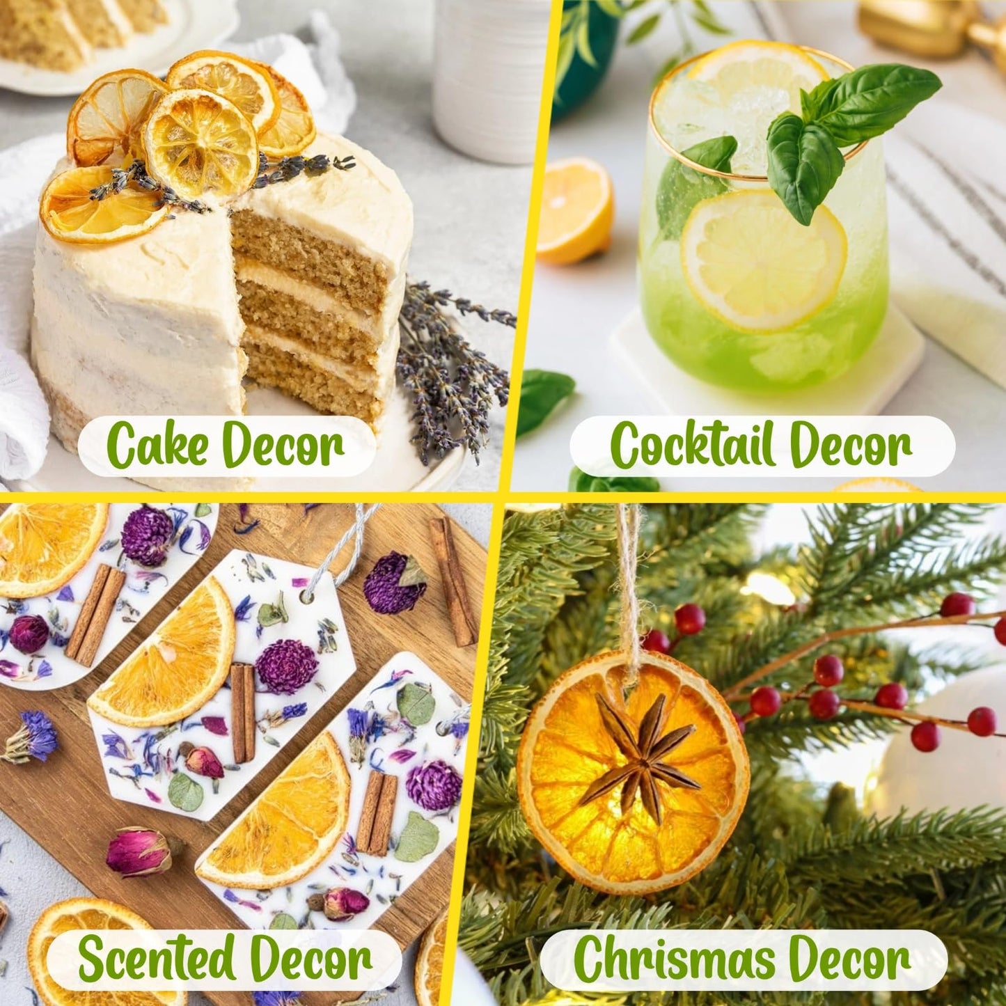 Fangkic Dried Lemon Slices, 100% Natural, Additive-Free, 4oz (113g) for Baking, Cocktails, Potpourri, Crafts