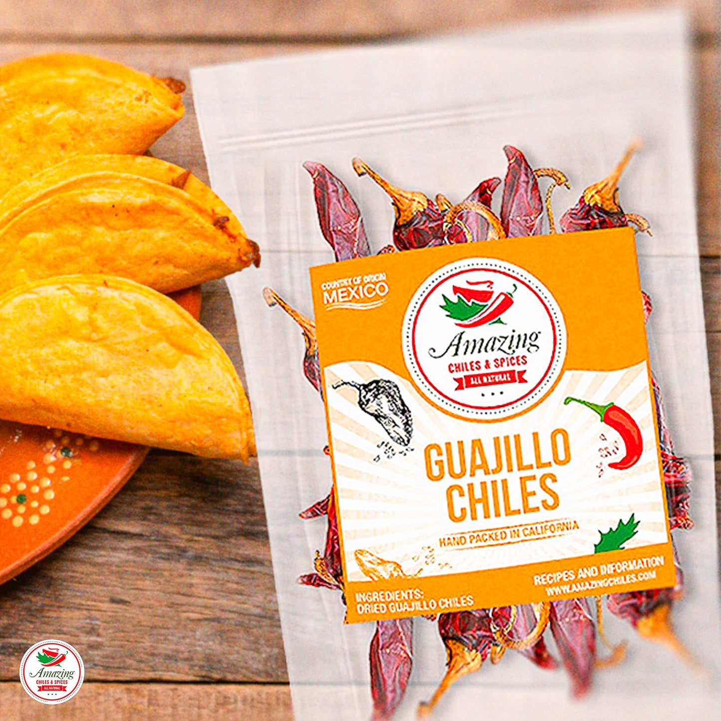 Dried Peppers 6 Pack Bundle - Ancho, Guajillo, Pasilla, Arbol, Chipotle, Cascabel (24oz Total). By Amazing Chiles & Spices