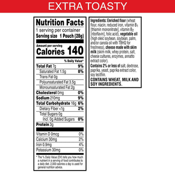 Cheez-It Cheese Crackers, Baked Snack Crackers, Single Serve, Extra Toasty (40 Pouches)