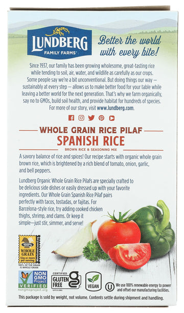 Lundberg Family Farms, Rice Whole Grain Spanish Organic, 6 Ounce