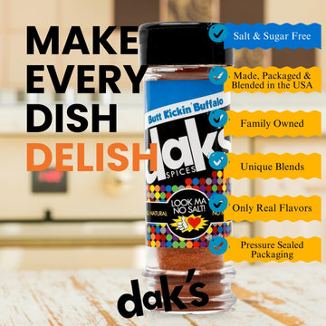 Dak'S Spices Butt Kickin' Buffalo Blend | 100% Salt & Sugar Free | Healthy Seasoning | Msg, Preservative & Potassium Free | Low