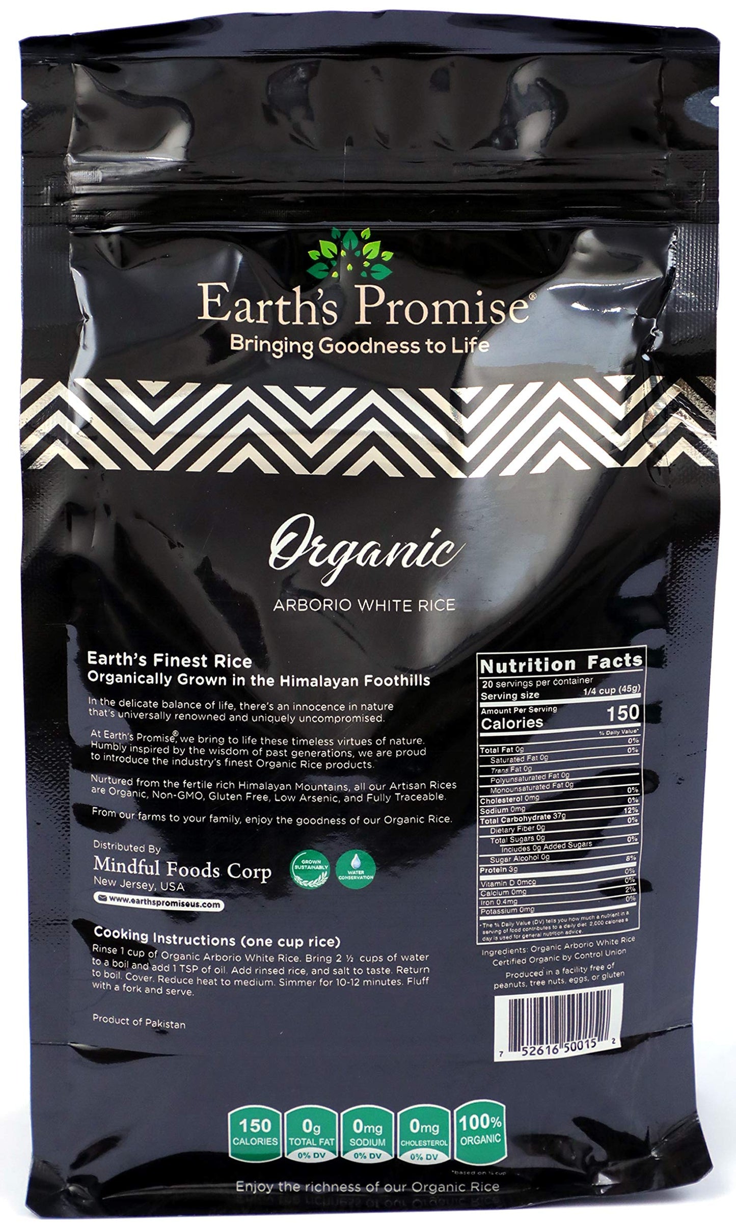 Earths Promise - Organic Arborio White Rice 32 oz (1-Pack) - Organic, Non-GMO, Gluten Free, Allergen Free, Low-Arsenic, Sustain